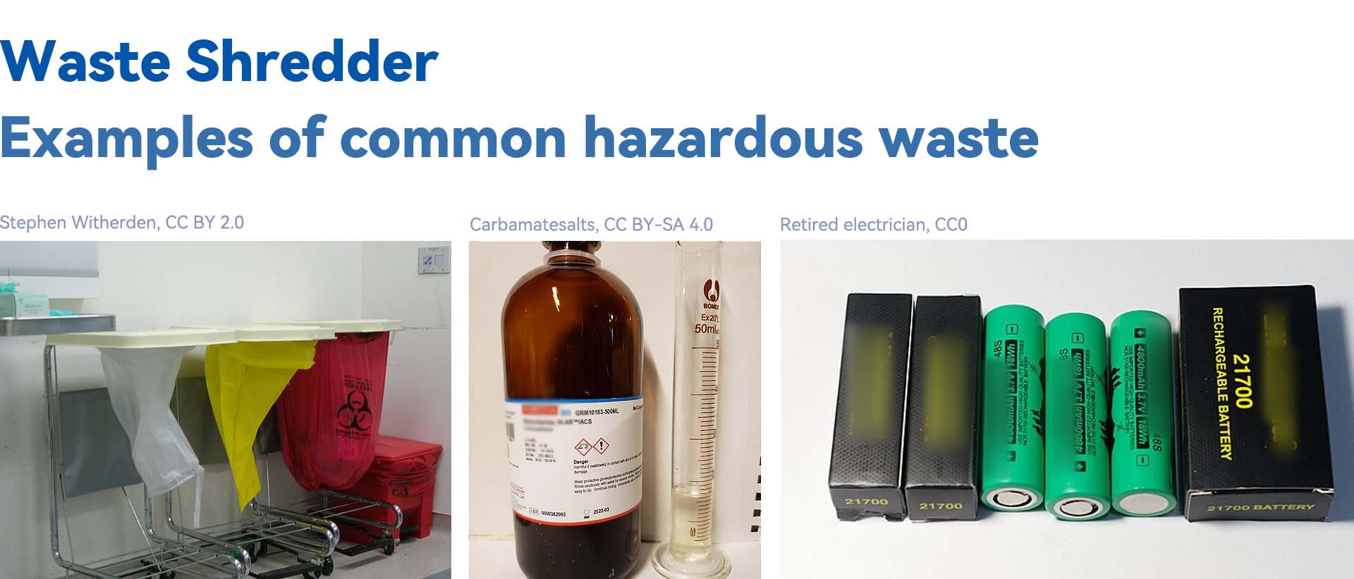 Examples of common hazardous waste, for waste shredder